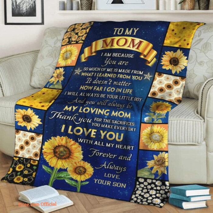 To My Mom I Am Because You Are Quilt Blanket. Foldable And Compact - Super King - Ettee