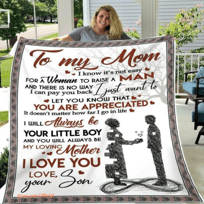 To My Mom I Love You From Son Quilt Fleece Blanket - Super King - Ettee