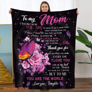 To My Mom Rose Throw Fleece Blanket Gift From Daughter Birthday Blanket - Super King - Ettee