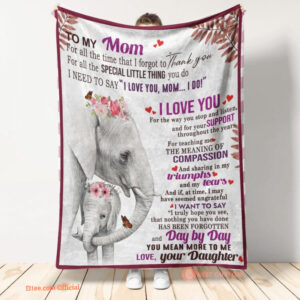 To My Mom Elephant Quilt Blanket. Lightweight And Smooth Comfort - Super King - Ettee