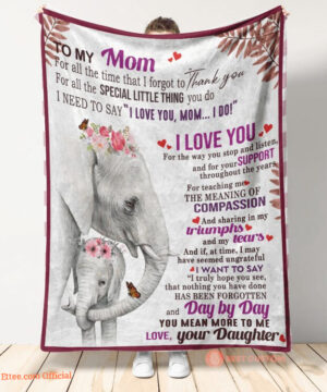 To My Mom Elephant Quilt Blanket. Lightweight And Smooth Comfort - Super King - Ettee