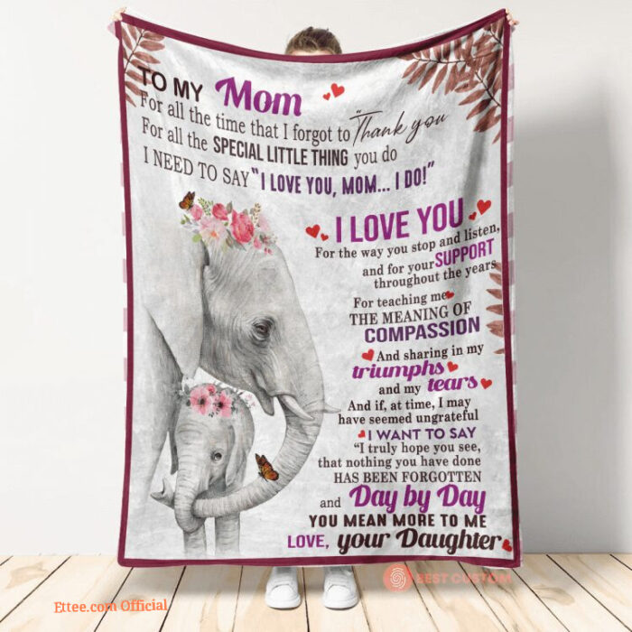 To My Mom Elephant Quilt Blanket. Lightweight And Smooth Comfort - Super King - Ettee
