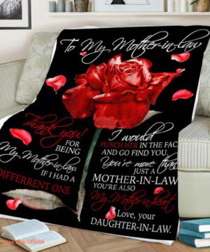 To My Mother In Law  Red Rose  Fleece Blanket.Mink Blanket.Sherpa Blanket.Anniversary Gift.Family Blanket - Super King - Ettee