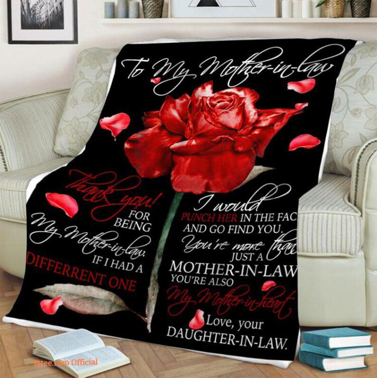 To My Mother In Law  Red Rose  Fleece Blanket.Mink Blanket.Sherpa Blanket.Anniversary Gift.Family Blanket - Super King - Ettee