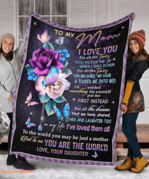 To My Mother You Are The World Flowers Quilt Blanket. Light And Durable. Soft To Touch - Super King - Ettee