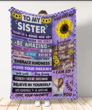 To My Sister Sunflower Sister Blanket Family Blanket Gift My Sister Blanket - Super King - Ettee