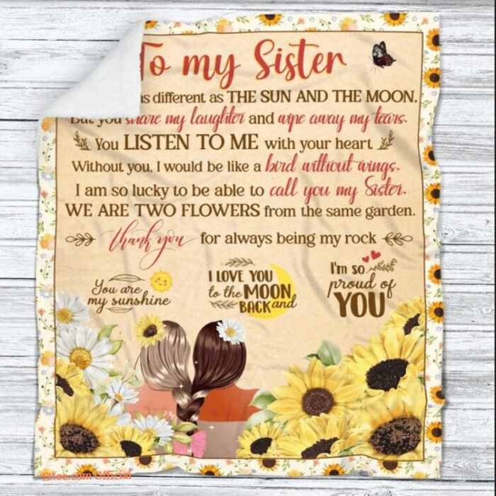 To My Sister The Sun And The Moon Sunflower Blanket Gift For Sister Bestie Girlfriend Birthday Gift Home Decor - Super King - Ettee