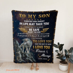 To My Son Blanket Blanket For Son Wolf Blanket Family Throw Blanket - Super King - Ettee