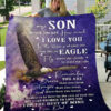 To My Son Blanket For Little Boy From Dad Eagle Quilt, Fleece Blanket Xmas Gift - Super King - Ettee