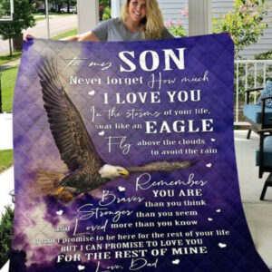 To My Son Blanket For Little Boy From Dad Eagle Quilt, Fleece Blanket Xmas Gift - Super King - Ettee