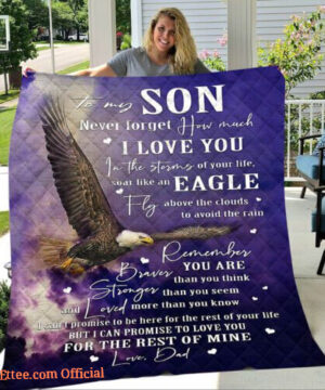 To My Son Blanket For Little Boy From Dad Eagle Quilt, Fleece Blanket Xmas Gift - Super King - Ettee