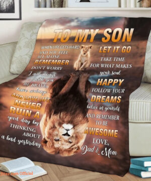 To My Son Fleece Quilt Blanket From Mom And Dad Son. Foldable And Compact - Super King - Ettee