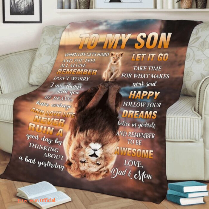 To My Son Fleece Quilt Blanket From Mom And Dad Son. Foldable And Compact - Super King - Ettee