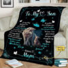To My Son Fleece Customized Name Quilt Blanket From Mom. Foldable And Compact - Super King - Ettee