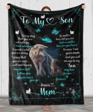 To My Son Fleece Blanket From Mom.Emotional Gift Family Blanket - Super King - Ettee