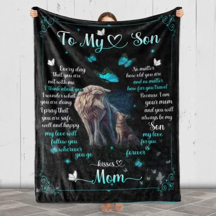 To My Son Fleece Blanket From Mom.Emotional Gift Family Blanket - Super King - Ettee