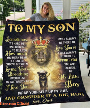 To My Son I Love You From Dad Lion King Gift Quilt Fleece Blanket - Super King - Ettee