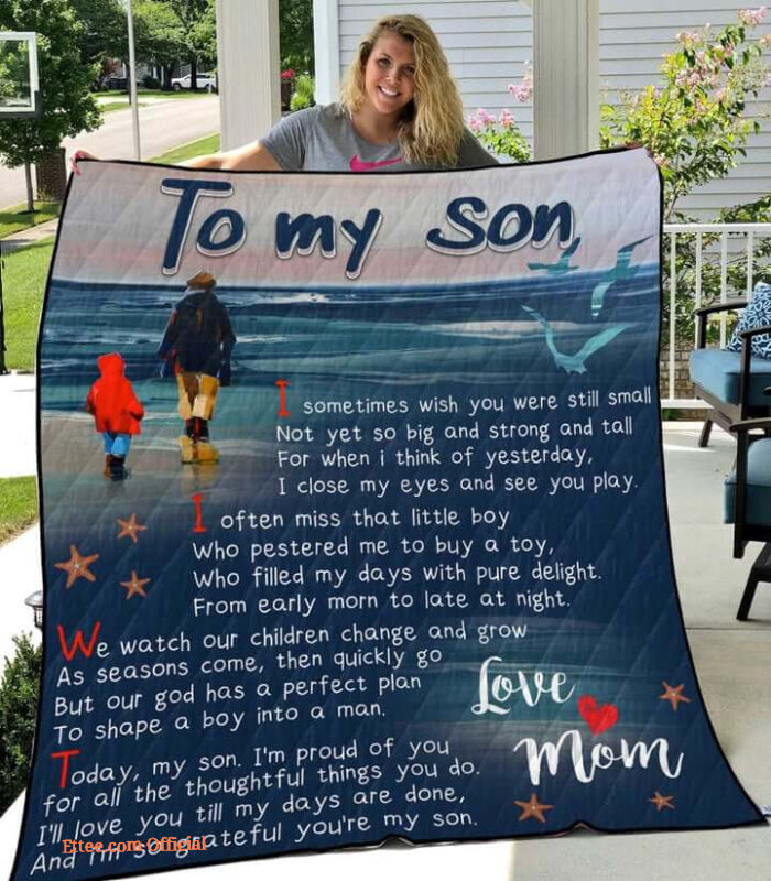 To My Son Quilt Blanket From Mom We Watch Our Children Change And Grow Great Customized Blanket - Super King - Ettee