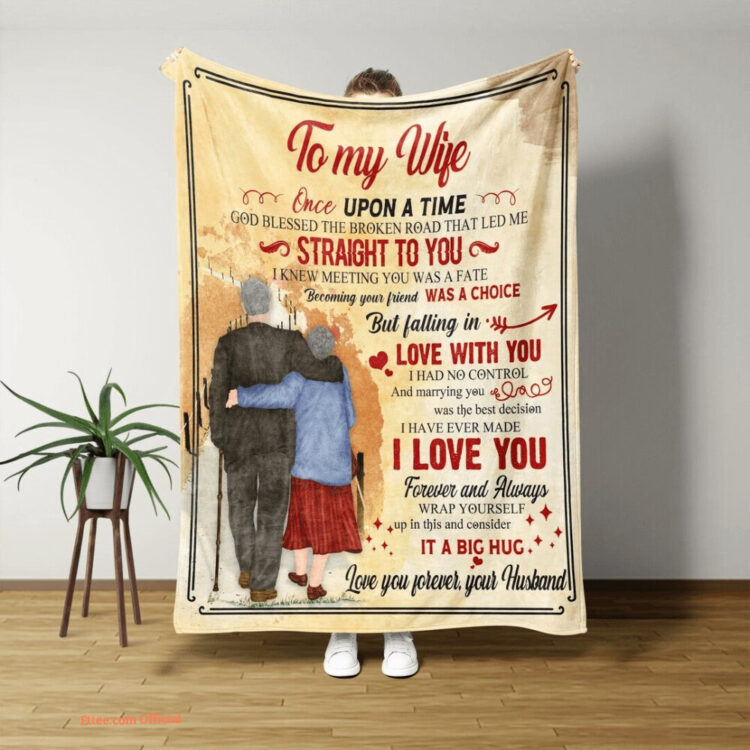 To My Wife Quilt Blanket Old Couple Gift For Valentine. Foldable And Compact - Super King - Ettee