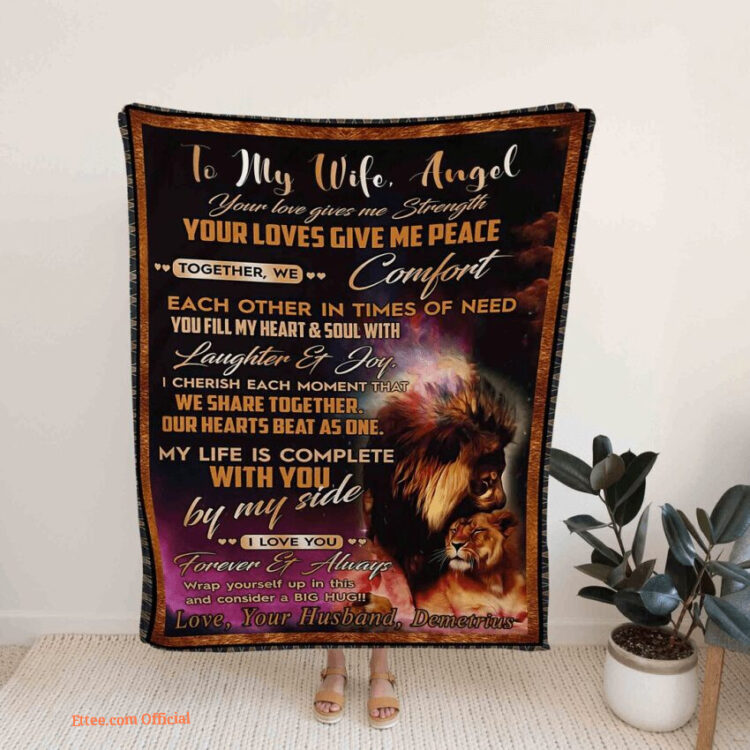 To My Wife Fire Lion Customized Name Quilt Blanket Gift Valentine - Super King - Ettee