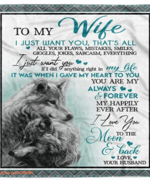 To My Wife Blanket Gift From Husband Fleece Couple Wolf Love Blanket - Super King - Ettee