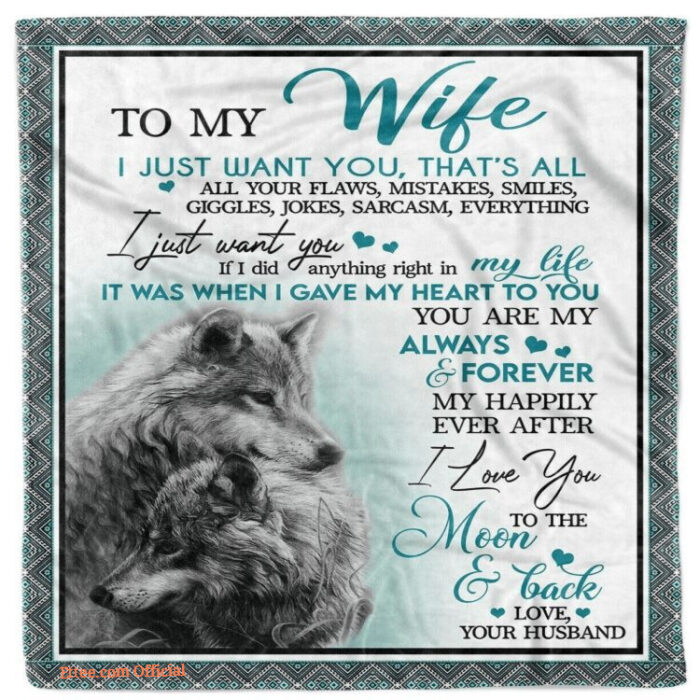 To My Wife Blanket Gift From Husband Fleece Couple Wolf Love Blanket - Super King - Ettee