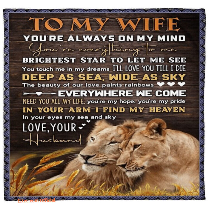 To My Wife Blanket Gift From Husband Fleece Lions Blanket - Super King - Ettee