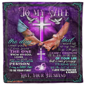 To My Wife Blanket Gift From Husband Fleece Purple Blankets For Xmas - Super King - Ettee