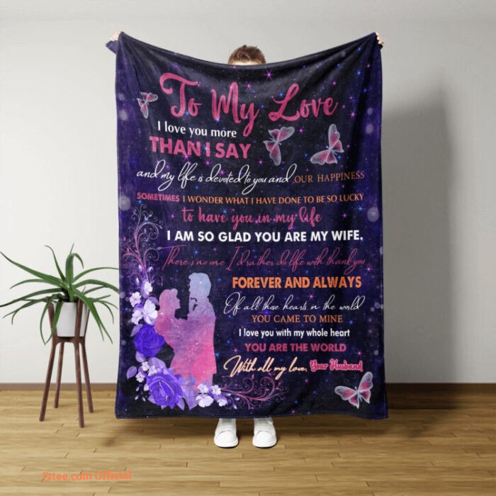 To My Wife Quilt Blanket Love Butterfly. Lightweight And Smooth Comfort - Super King - Ettee