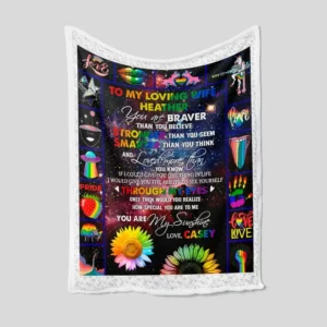 To My Wife Blanket. LGBT Blanket.Rainbow Pride Blanket.Family Blanket - Super King - Ettee