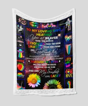 To My Wife Blanket. LGBT Blanket.Rainbow Pride Blanket.Family Blanket - Super King - Ettee