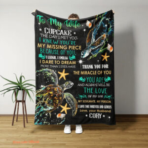 Valentine To My Wife Sea Turtle Quilt Blanket. Lightweight And Smooth Comfort - Super King - Ettee