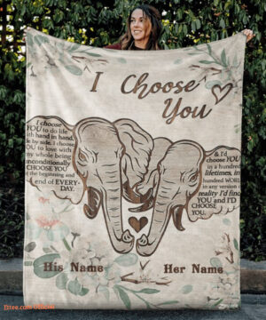 To My Wife I Choose You Elephant Customized Name Quilt Blanket - Super King - Ettee