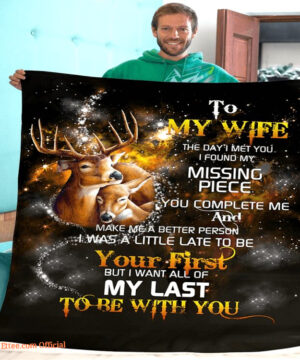 To My Wife I Found My Missing Piece Deer Couple Family Quilt Fleece Blanket - Super King - Ettee