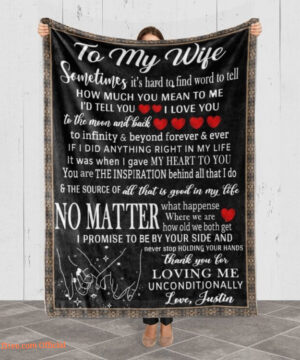 To My Wife I Love You To The Moon Quilt Blanket. Foldable And Compact - Super King - Ettee