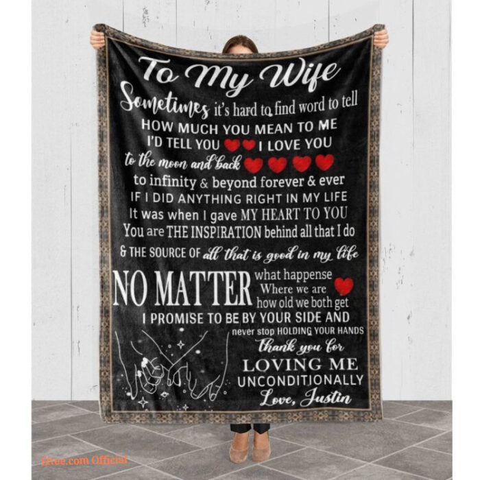 To My Wife I Love You To The Moon Quilt Blanket. Foldable And Compact - Super King - Ettee