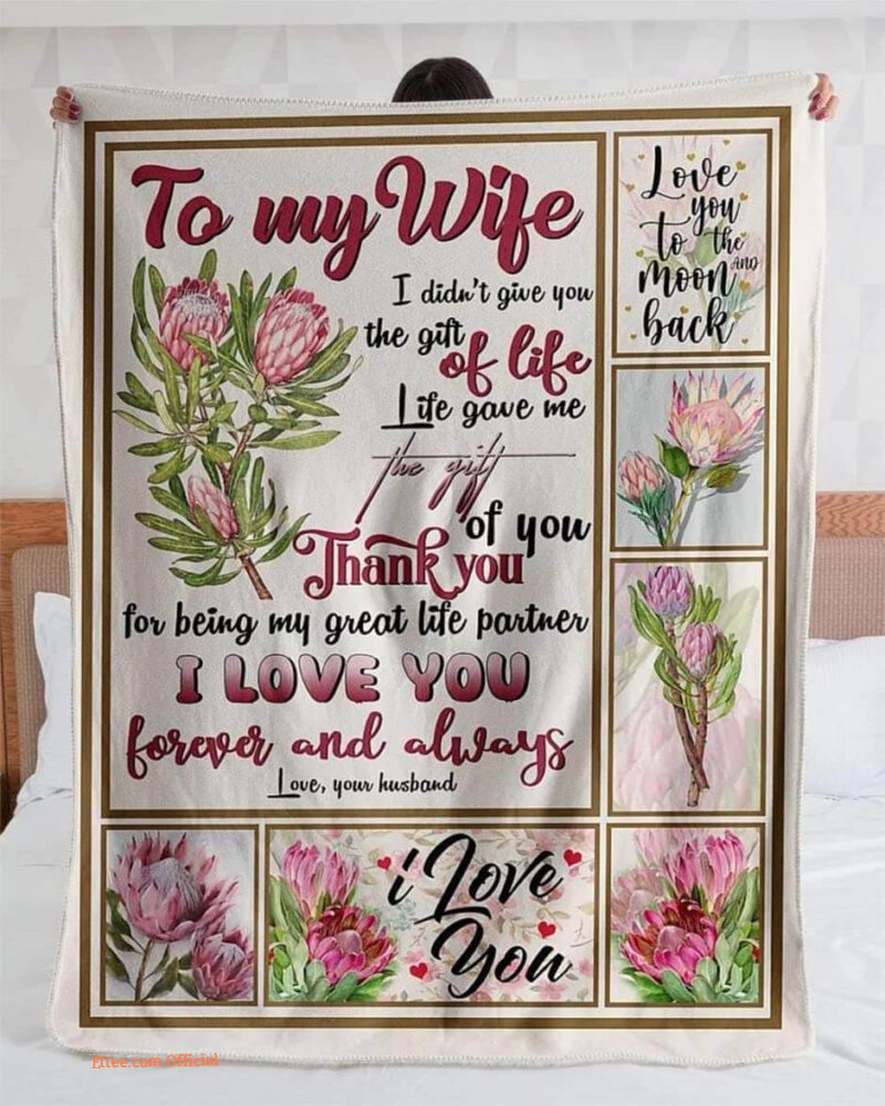 To My Wife Thank You My Great Life Partner Quilt Blanket Valentine's Day - Super King - Ettee