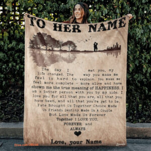 Valentine To My Wife The Day I Met You Heart Customized Name Quilt Blanket - Super King - Ettee