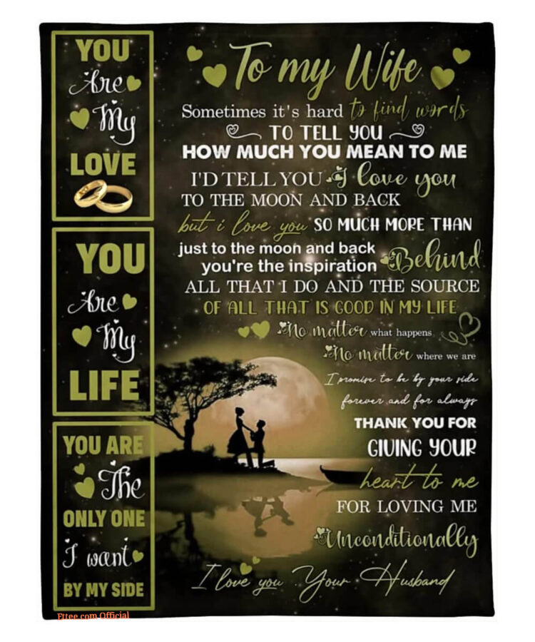 To My Wife You Are My Life Couple & Moon Quilt Blanket Gift For Valentine's Day - Super King - Ettee