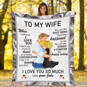 To My Wife Quilt Blanket Gift For Valentine. Lightweight And Smooth Comfort - Super King - Ettee