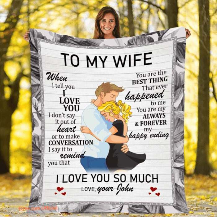 To My Wife Quilt Blanket Gift For Valentine. Lightweight And Smooth Comfort - Super King - Ettee