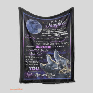 To Our Daughter Quilt Blanket Wolf Moon. Light And Durable. Soft To Touch - Super King - Ettee