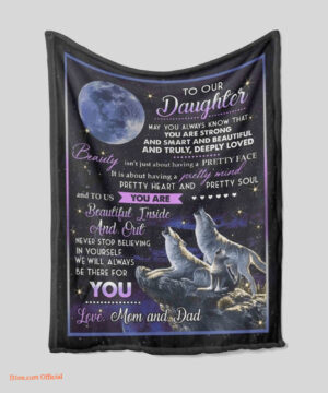 To Our Daughter Quilt Blanket Wolf Moon. Light And Durable. Soft To Touch - Super King - Ettee