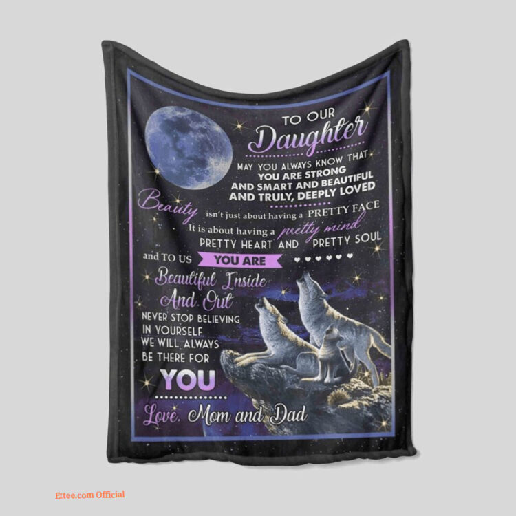 To Our Daughter Quilt Blanket Wolf Moon. Light And Durable. Soft To Touch - Super King - Ettee