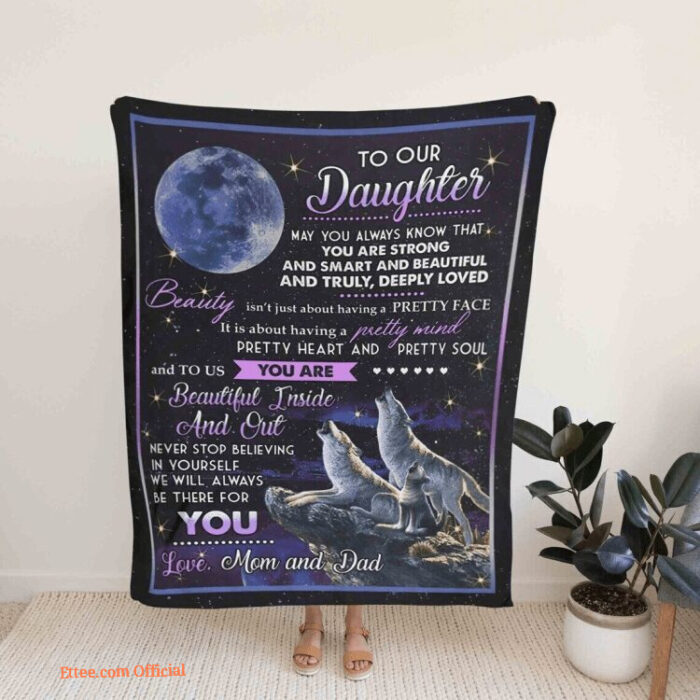 To Our Daughter Blanket Wolf Blanket Moon Blanket Family Blanket Gift - Super King - Ettee