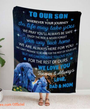 To Our Son We Love You Blanket Gift For Son From Dad And Mom Lion Blanket - Super King - Ettee