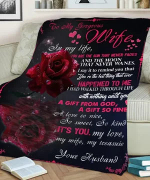 To my gorgeous wife in my life  Fleece Blanket.Mink Blanket.Sherpa Blanket.Anniversary Gift.Family Blanket - Super King - Ettee