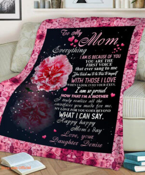 To my mom everything Rose Fleece Blanket.Mink Blanket.Sherpa Blanket.Anniversary Gift.Family Blanket Gift - Super King - Ettee