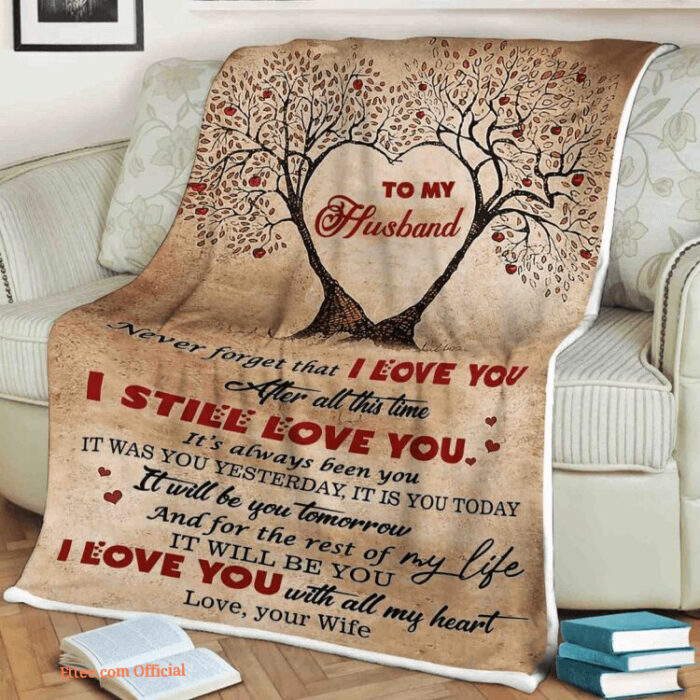 Valentine Tree Quilt Blanket To My Husband Never Forget That I Love You - Super King - Ettee