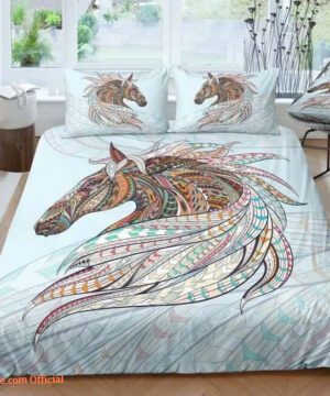 Tribal Horse Cotton Bed Sheets Spread Comforter Duvet Cover Bedding Sets - King - Ettee